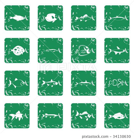 Fish icons set grunge Fish icons set grunge 34138630