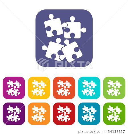 Jigsaw puzzles icons set 34138837