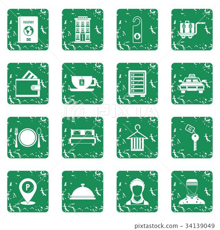 Hotel icons set grunge Hotel icons set grunge 34139049
