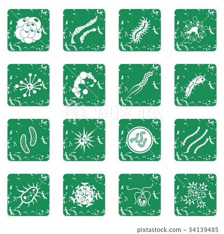 Virus bacteria icons set grunge Virus bacteria icons set grunge 34139485