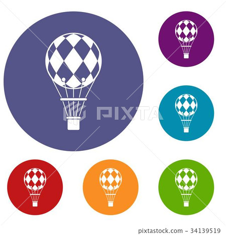 Checkered air balloon icons set - Stock Illustration [34139519] - PIXTA
