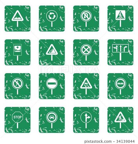 Different road signs icons set grunge Different road signs icons set grunge 34139844