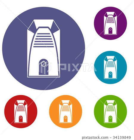 Modern electric home heater icons set Modern electric home heater icons set 34139849