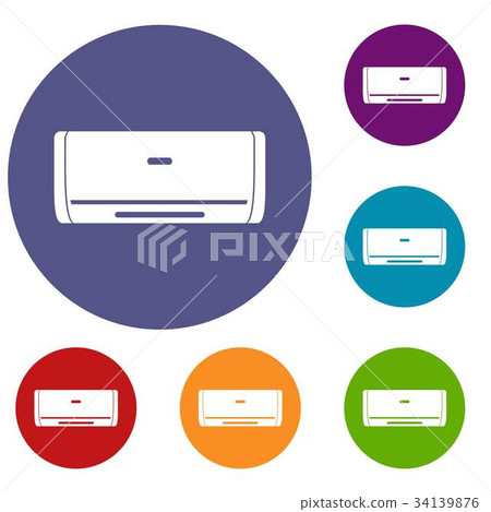 Internal unit air conditioner icons set 34139876
