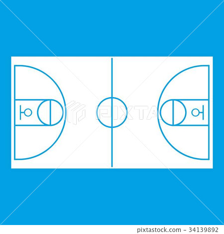 Basketball field icon white Basketball field icon white 34139892