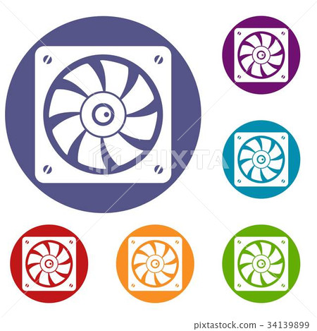 Computer fan icons set Computer fan icons set 34139899