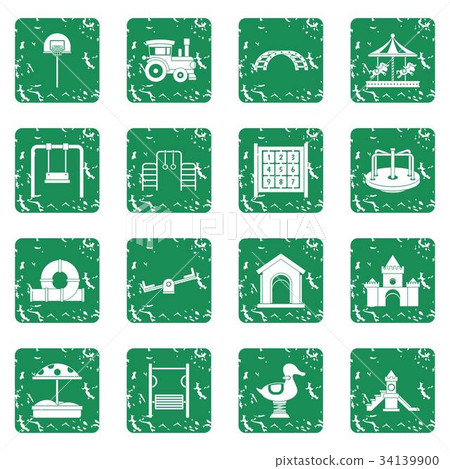 Playground icons set grunge Playground icons set grunge 34139900