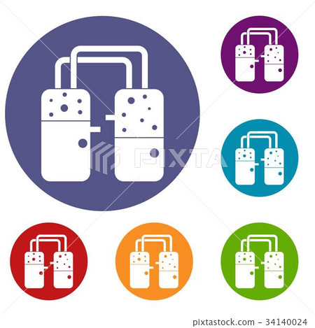 Containers connected with tubes icons set Containers connected with tubes icons set 34140024