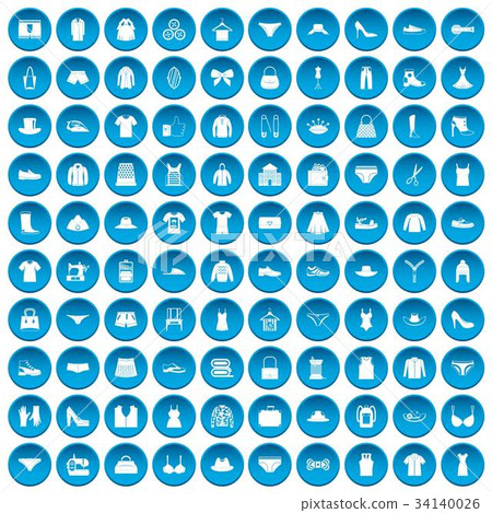 100 sewing icons set blue 100 sewing icons set blue 34140026