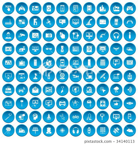 100 software icons set blue 100 software icons set blue 34140113