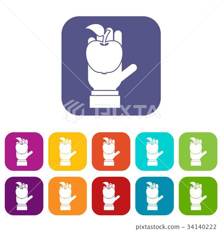 Apple in hand icons set Apple in hand icons set 34140222