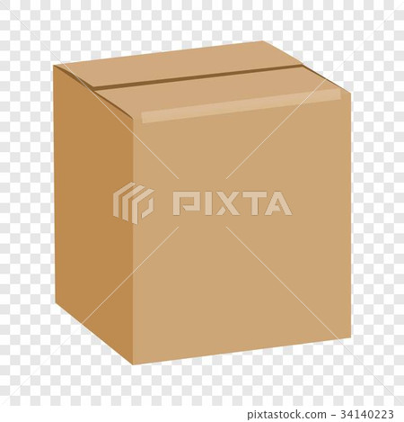Brown sealed square box mockup, realistic style 34140223