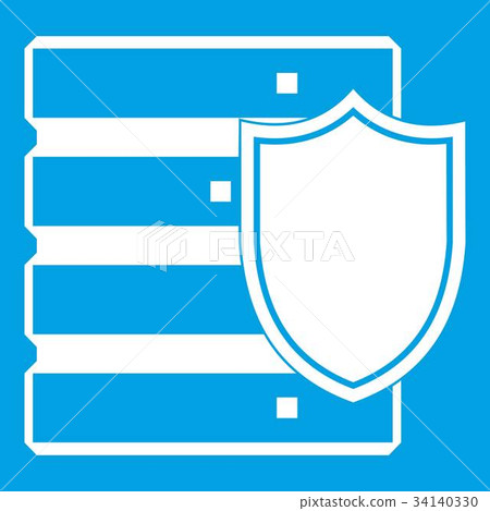 Database with shield icon white Database with shield icon white 34140330