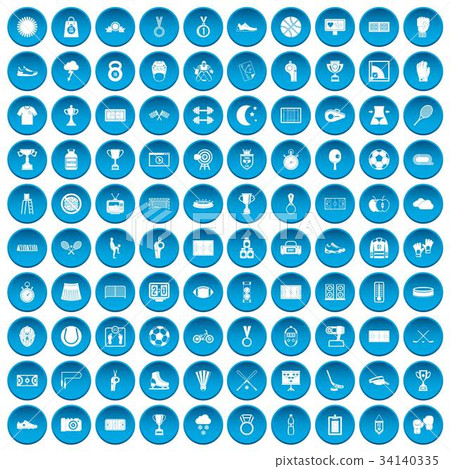 100 stadium icons set blue 100 stadium icons set blue 34140335