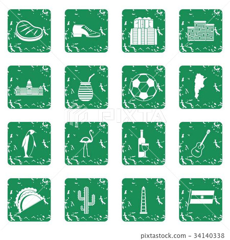 Argentina travel items icons set grunge Argentina travel items icons set grunge 34140338