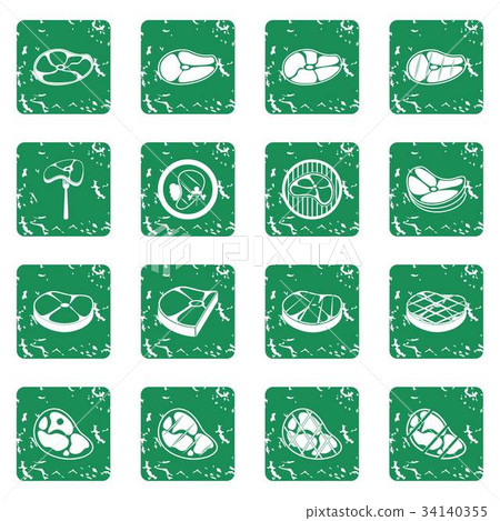 Steak icons set grunge 34140355