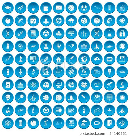 100 space icons set blue 100 space icons set blue 34140361