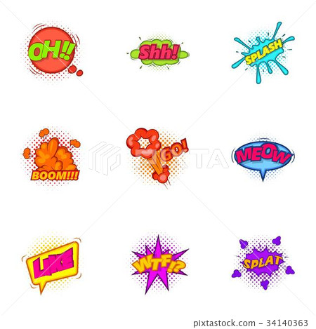 Trendy sticker for messenger icons set Trendy sticker for messenger icons set 34140363