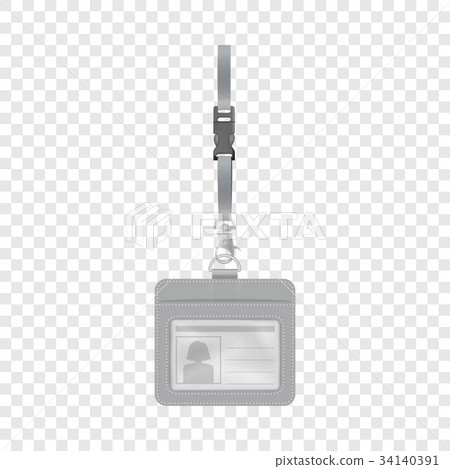 Blank badge with neckband mockup 34140391