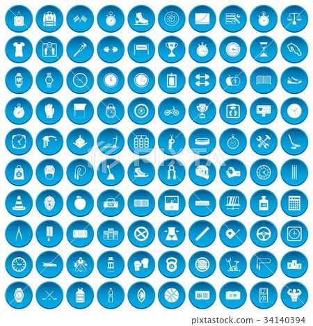 100 stopwatch icons set blue 34140394