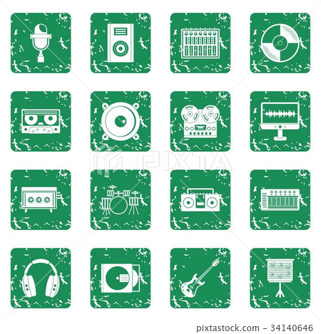 Recording studio items icons set grunge 34140646