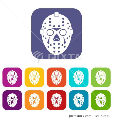 Goalkeeper mask icons set Goalkeeper mask icons set 34140650