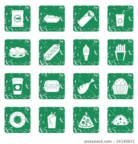 Fast food icons set grunge Fast food icons set grunge 34140651