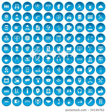 100 support icons set blue 100 support icons set blue 34140762