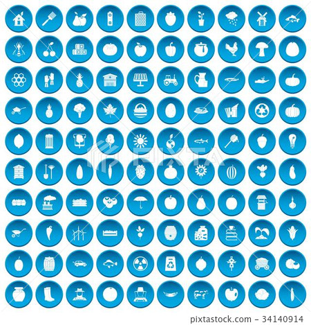 100 vitamins icons set blue 34140914