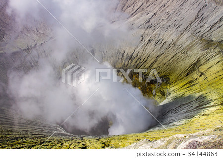 Mount Bromo with smoke Bromo Tengger Semeru 34144863