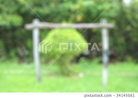 Blurred wooden pole in natural background 34145081