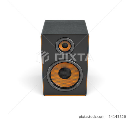 3d rendering of a large black stereo box with two 34145826