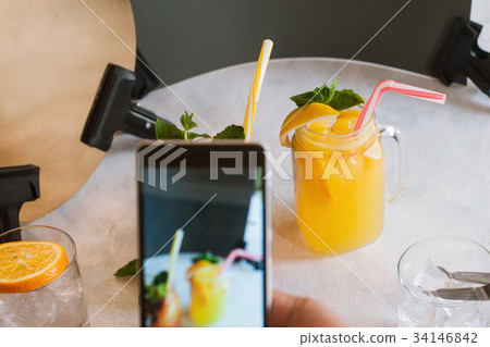 Backstage of food photography of fruit cocktail 34146842