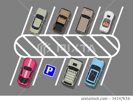 City parking lot with different cars 34147638