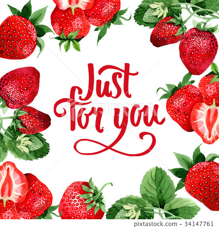 Strawberry wild fruit frame in a watercolor style. Strawberry wild fruit frame in a watercolor style. 34147761