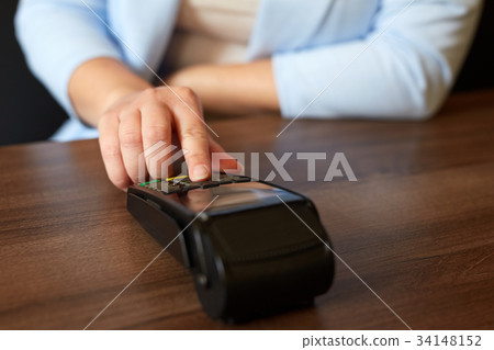 Woman entering PIN number 34148152