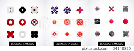 Set of abstract symmetric geometric icons 34148830