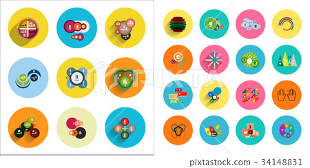 Round icons with geometric infographic templates 34148831