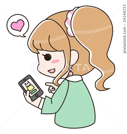 Women using shopping, flea market and auction sites on their smartphones 34149153