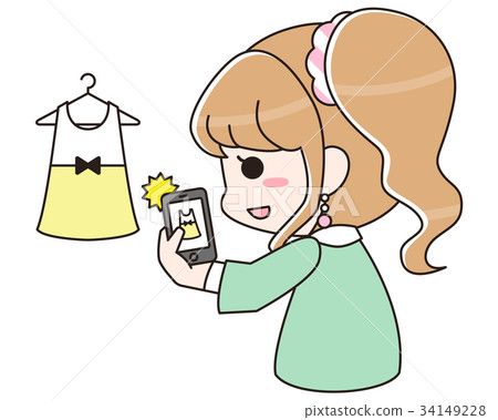 Women's one-piece shooting products on flea market and auction site with smartphone 34149228