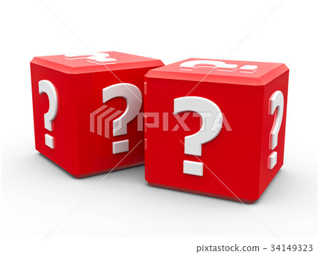 Red cubes with question mark Red cubes with question mark 34149323