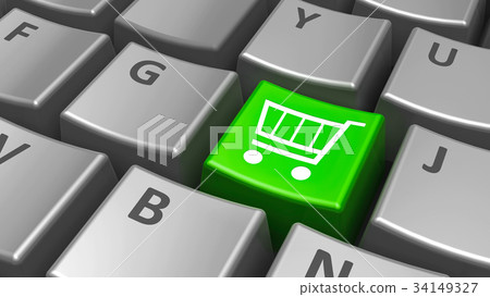 Keyboard green shop cart key Keyboard green shop cart key 34149327