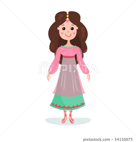 Beautiful brunette cartoon princess girl character Beautiful brunette cartoon princess girl character 34150075