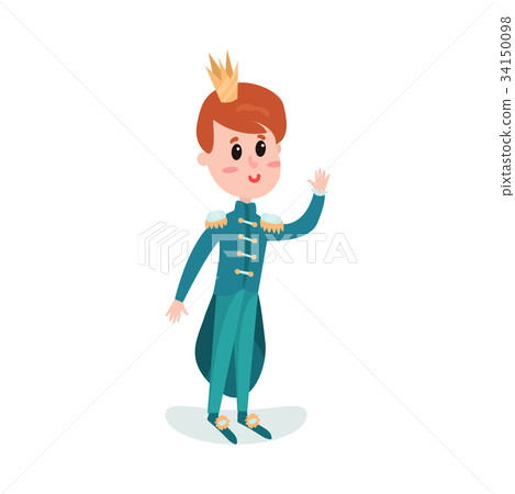 Cute cartoon boy character in a blue prince Cute cartoon boy character in a blue prince 34150098