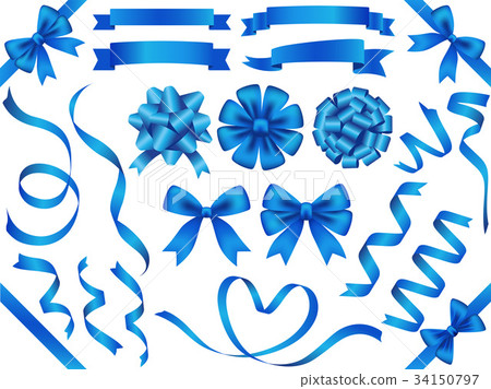 Ribbon material set Blue - Stock Illustration [34150797] - PIXTA