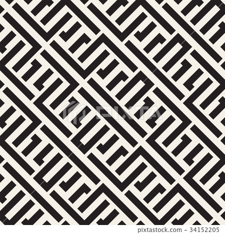 Interlacing Lines Maze Lattice. Ethnic Monochrome 34152205