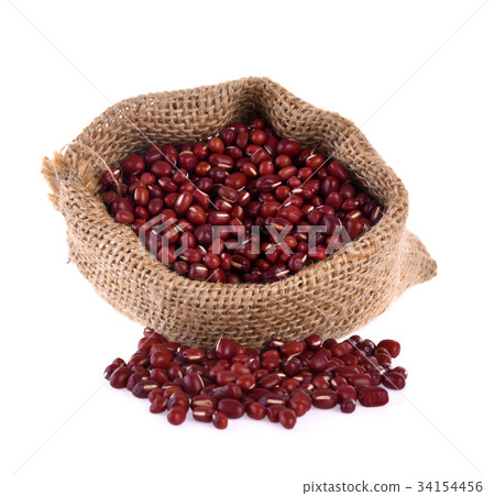 Japanese red beans on white background Japanese red beans on white background 34154456