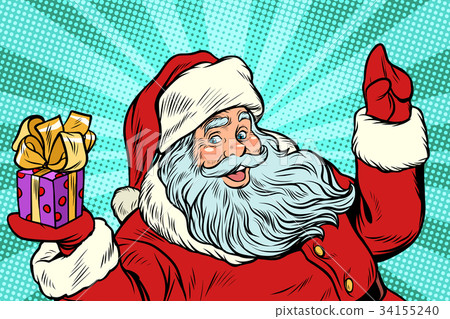Santa Claus with gift. New year and Christmas 34155240