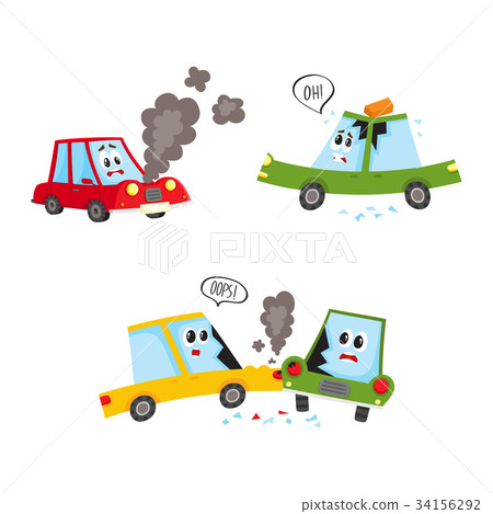 vector flat car character accident set vector flat car character accident set 34156292