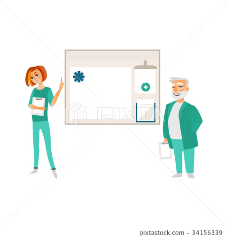 vector flat doctor ,nurse information board vector flat doctor ,nurse information board 34156339